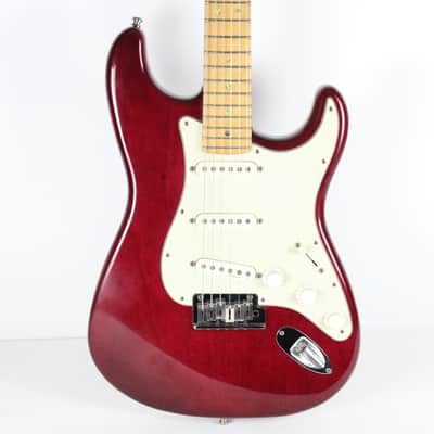 1998 Vintage Fender American Deluxe Stratocaster Crimson Transparent Red with Maple Fretboard Noiseless Pickups Strat USA 1990s image 7