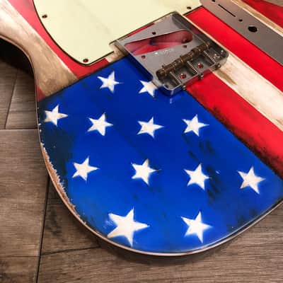 Made to Order - FRANCHIN Mars guitar body AMERICAN FLAG Usa Relic Aged Nitro Laquer Basswood Poplar Telecaster-Tele-T-Style Made in Italy image 11
