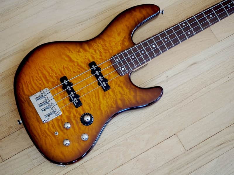 Fender Deluxe Series Jazz Bass 24 Fret Quilt Top w/ Active EQ, Duncan Pickups and Hardshell Case image 1