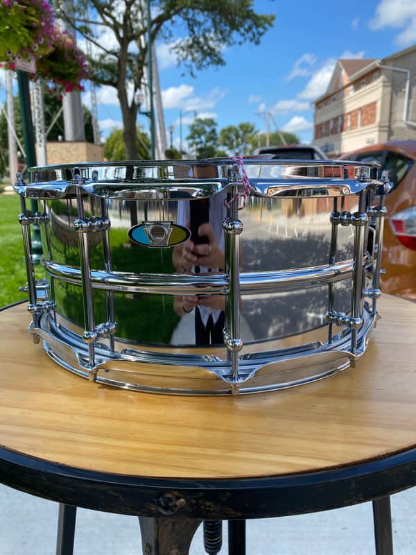 Ludwig LU6514SL Supralite 6.5x14" 10-Lug Steel Snare Drum with P88I Strainer image 1