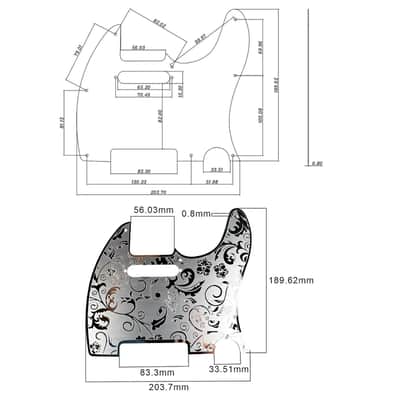 Stainless Steel Pickguard Scratch Plate 8 Holes SS Single-Coil Pickups Metal Engraving Electric Guitar Pickguard Compatible with USA/Mexican Telecaster Tele Modern Style Guitar Parts(Chrome) image 6
