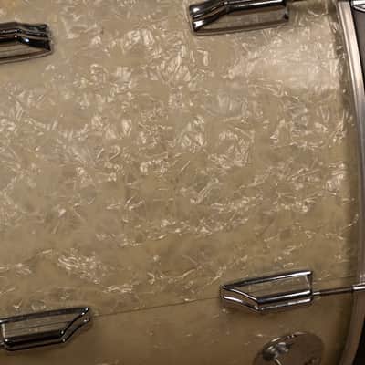 Vintage Rogers White Marine Pearl Drum Set 14x24 9x13 16x16 and 16x18 image 13