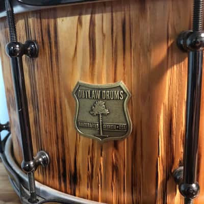 Outlaw Drums 14x7 Burnt White Pine Solid Stave Snare Drum image 2