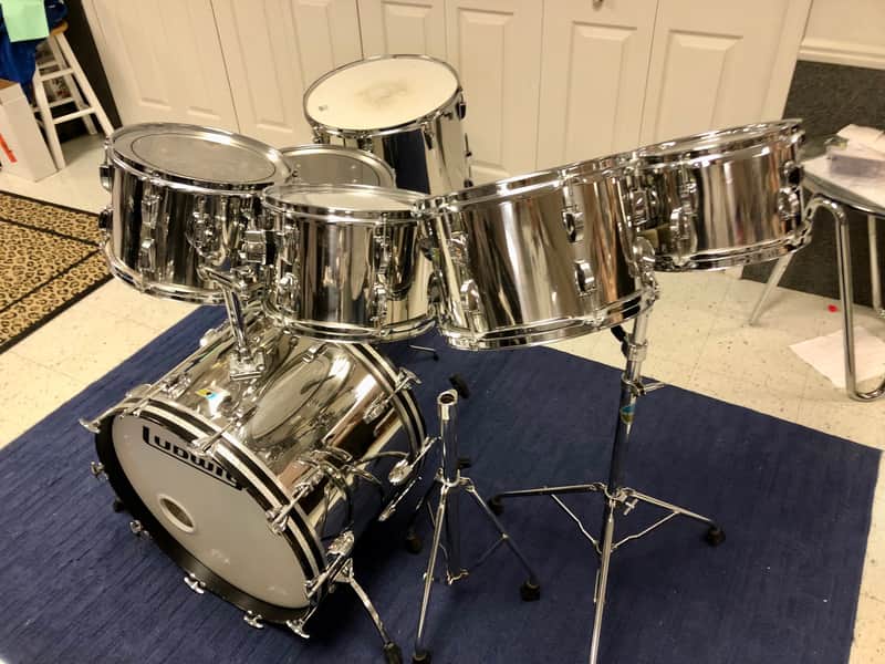 1970s 7pc Ludwig Stainless steel Drum Kit image 1