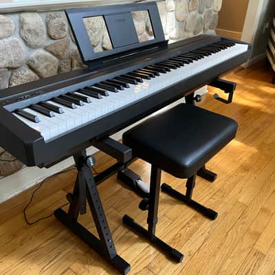 Yamaha P-45 Digital Piano 2015 - Present - Black with Bench, Stand, and Sustain Pedal image 3