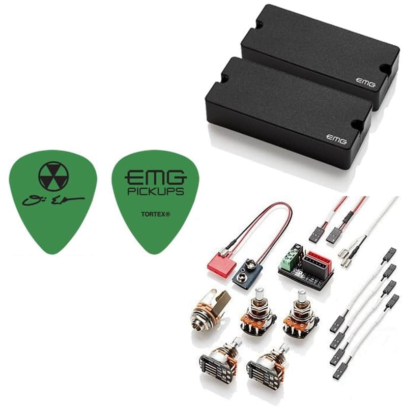 EMG DE Set Black David Ellefson Of Megadeth 4 String Soapbar Active Bass Pickups & Wires 35DC & 35CS image 1