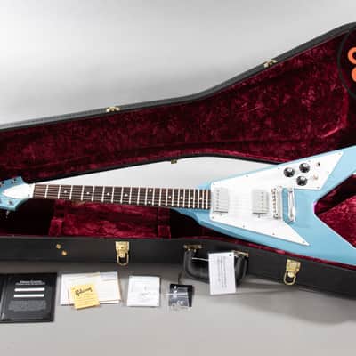 2023 Gibson Custom Shop Limited Run 70s Flying V VOS Maui Blue OHSC COA image 2
