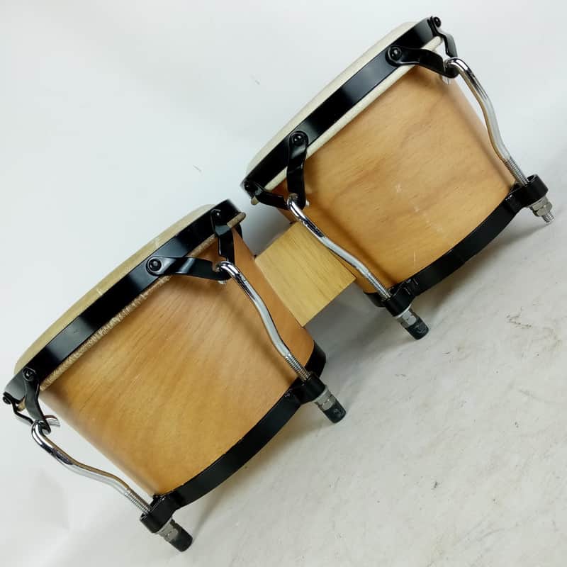 Vintage Bongo Drums 7",8"x6" Black Hardware Pig-Skin Heads Latin Percussion Set image 1