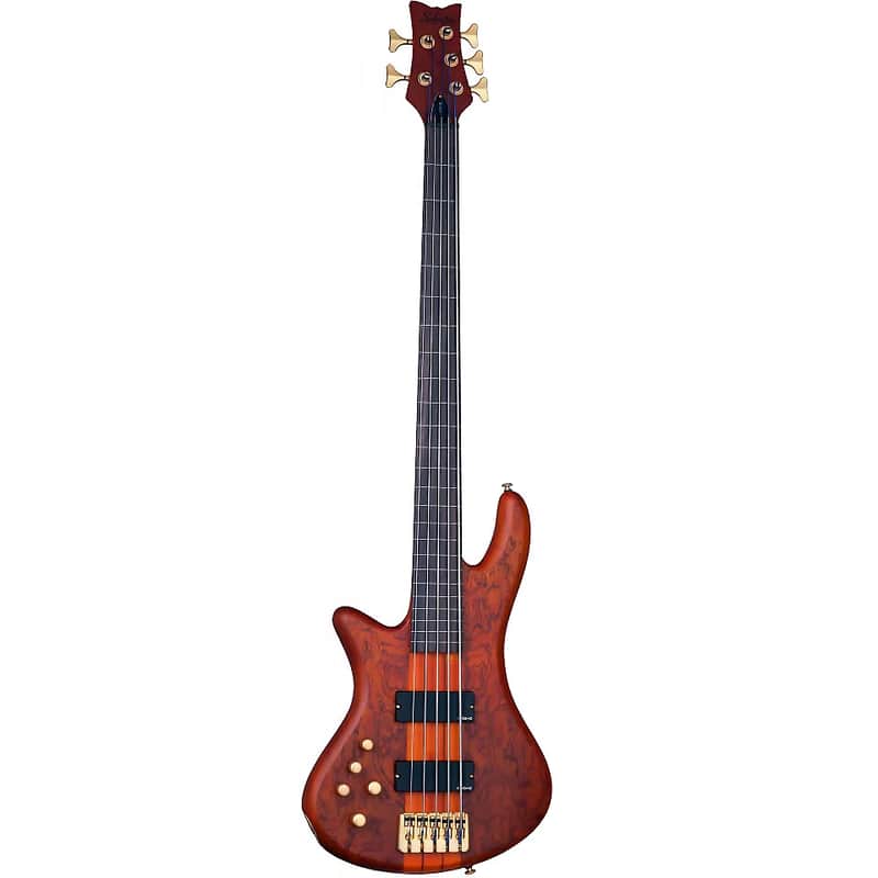 Schecter Stiletto Studio-5 FL LH Active Fretless 5-String Bass (Left-Handed) Honey Satin image 1