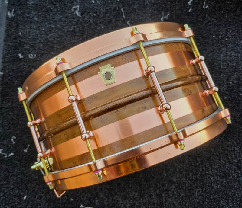 Ludwig LC663S Striped Copper Phonic 6.5x14" 10-Lug Snare Drum 2025 - Present - Striped Copper image 1
