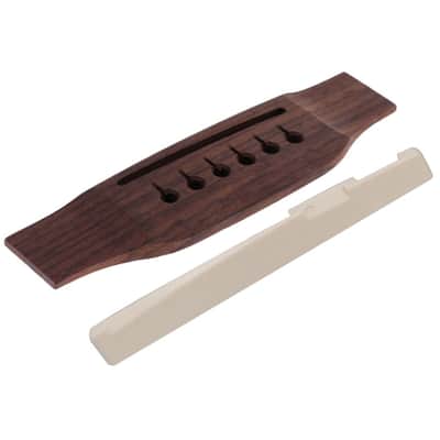 Rosewood Left-handed Slotted 6-String Martin Style Bridge set with Real Bone Saddle and Nut for Acoustic Guitar Replacement Parts image 15