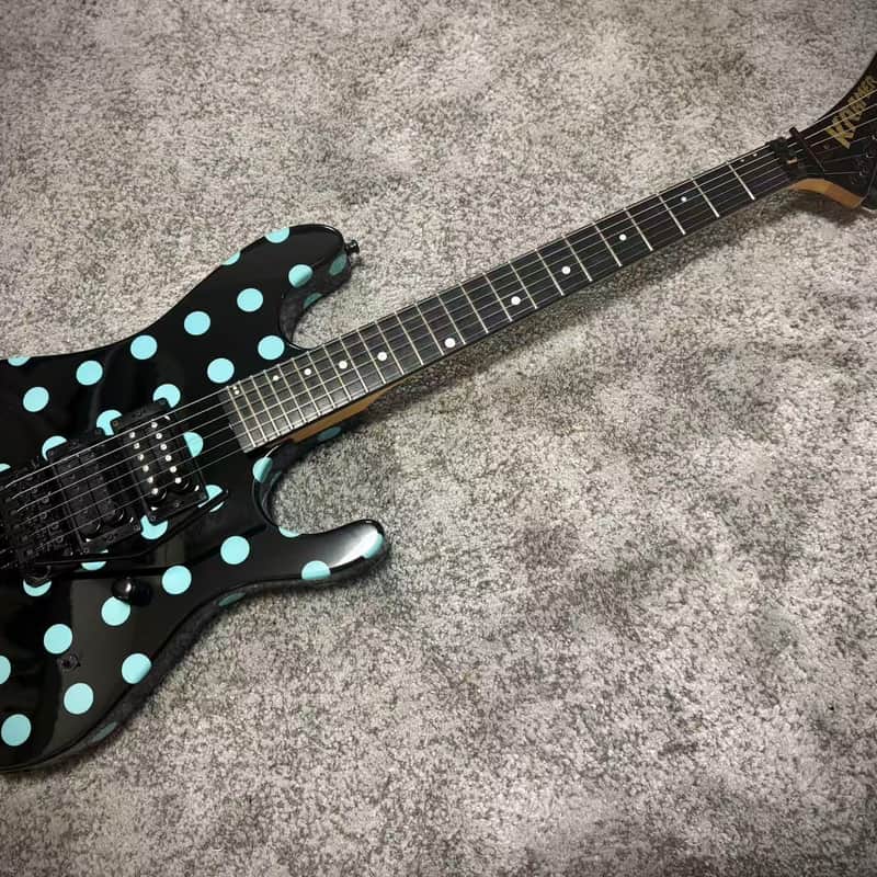 80s Kramer NightSwan Black with Blue Polka Dot