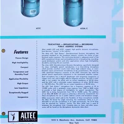 Vintage 1950's Altec 633A dynamic microphone "Salt Shaker" w period stand & cable High Z PROP image 2