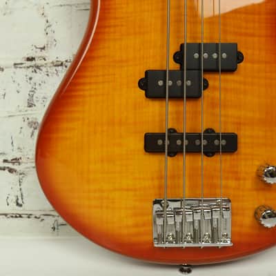 2010 Ibanez GIO GSR200FM 4-String Active Electric Bass Flamed Maple Amber Burst image 3