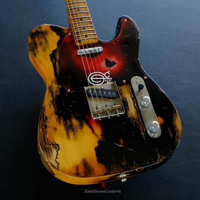 Fender American Vintage '52 Reissue Telecaster Black over Butterscotch Heavy Aged Relic image 5
