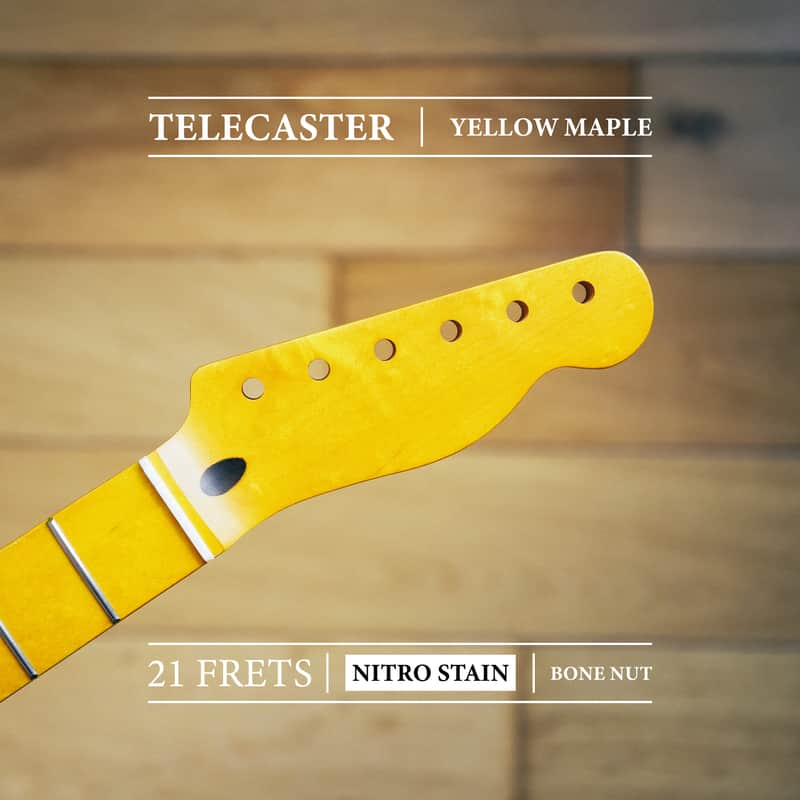 Telecaster Neck – Yellow Maple | 21 Frets | Nitro Satin Finish | Bone Nut image 1