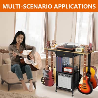 3-Tier Guitar Stand Rack with Wheels – Multi Guitar & Amp Storage Stand image 2