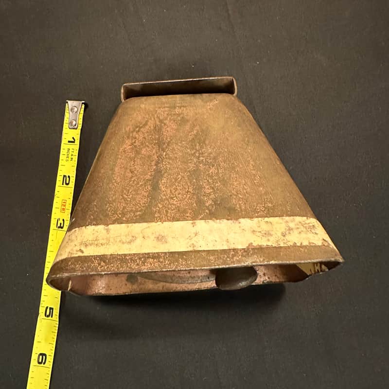 VINTAGE 5" Copper Cowbell, 1970s, Square Handle, Metal Clapper, Patina-EXCELLENT image 1