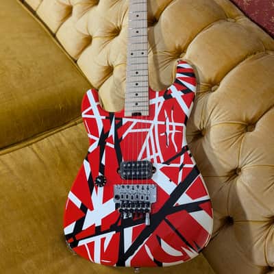 EVH Striped Series Left Handed Electric Guitar - Red, Black and White Stripes image 2