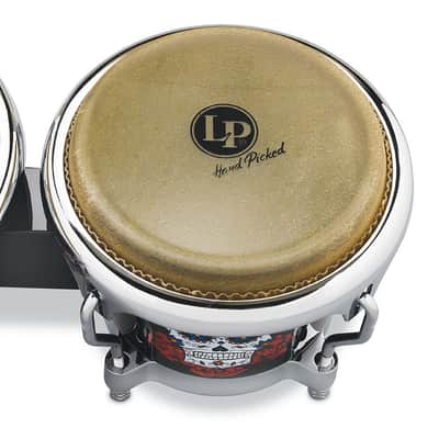 Latin Percussion LP Karl Perazzo Signature CCII 7-1/4"-8-5/8" Fiberglass Bongos - Sugar Skull Artwork with Chrome Hardware (LP794X-KP) image 6
