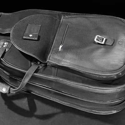 Harvest Fine Leather Black Buffalo & Canvas Gig Bag for Two Electric Bass Guitars image 3