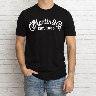 Martin Guitar T-Shirt Black With White Logo Large image 2