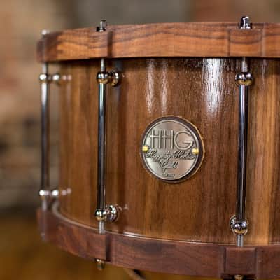 HHG Drums 14x7 Walnut Stave Snare With Wood Hoops, Semi Gloss Lacquer image 4