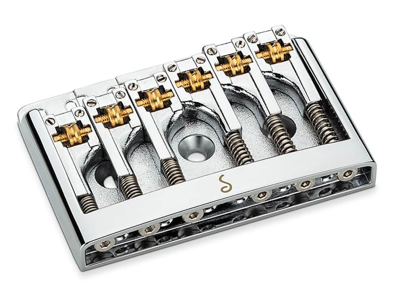 Schaller Germany 3D6 6-String Flatmount Roller Guitar Bridge, CHROME 12120200 image 1
