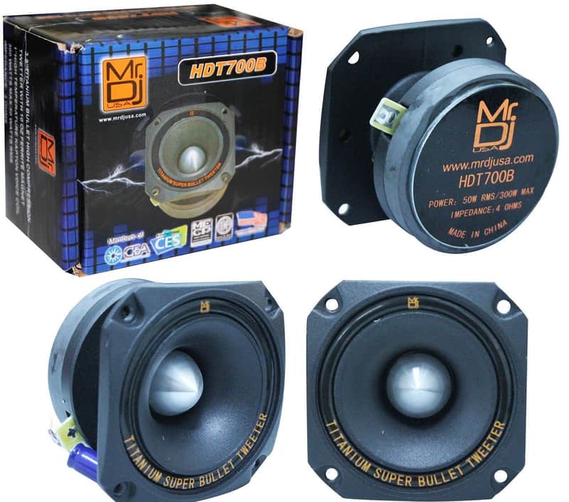 Mr. Dj HDT700B 3.5-Inch Titanium Bullet High Compression Tweeter for Car, Van, ATV, UTV, Marine, Boat, Motorcycle, Motorsports, and Competition image 1