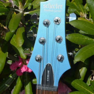 Schecter C-6 Deluxe in Satin Metallic Light Blue w/ Black Dunlop Straploks & a New Black Gator Hardshell Case image 7