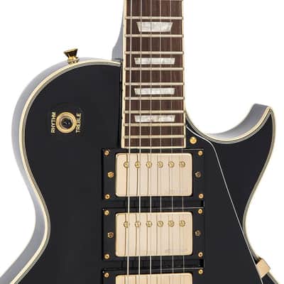 Vintage V1003 ReIssued 3 Pickup Electric Guitar ~ Boulevard Black image 3