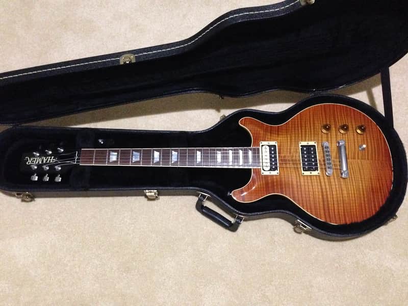 HAMER USA Sunburst Archtop AAAA 10 Top Flametop Electric Guitar and Case image 1