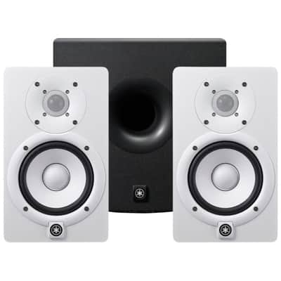 Yamaha HS5 Active Studio Monitor, White, Pair, with Yamaha HS8S Powered Studio Subwoofer image 1