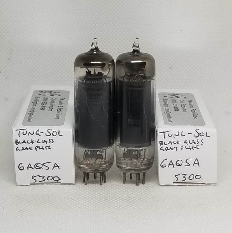 Tung-Sol 6AQ5A Black Glass Perfectly Matched Pair NOS 6AQ5 EL90 6005 6095 image 1