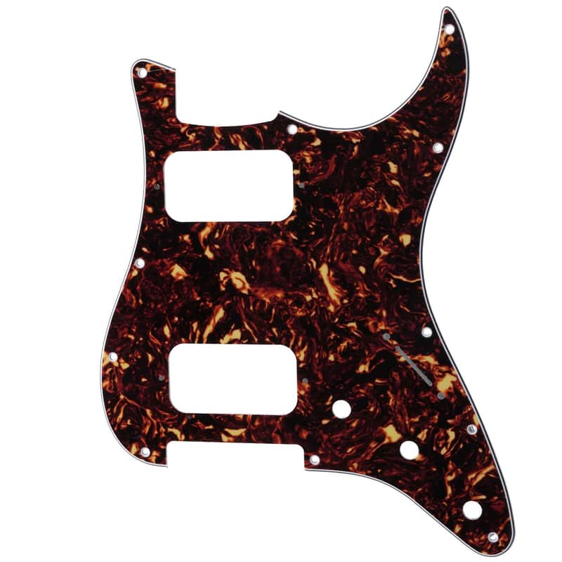 11 Holes Round Corner HH Strat Pickguard 2 Humbuckers for American/Mexican Fender Standard Stratocaster Electric Guitar, 4Ply Tortoise Shell image 1