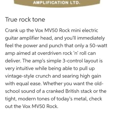 Vox MV50 Rock 50 watt Nu-Tube head and cab 2020's - Black image 12
