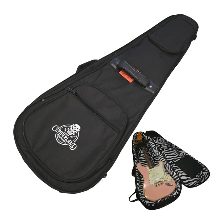 Cumberland Guitars - Embroidered Deluxe Teardrop Electric Guitar Case - Black / Zebra image 1
