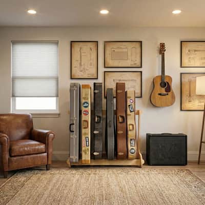 Multi Guitar Case Rack for Acoustics & Electrics - The VersaRack™ | Home or Studio Storage | Made in U.S.A. image 1
