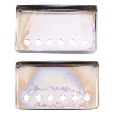Pair of Chrome Metal Humbucker Covers for Electric Guitars - 52mm Spacing image 3