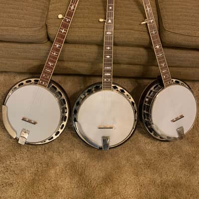 Gibson TB-1 5 string conversions 1926 diamond flange 2- 1928 hex flange - dark walnut brown finish with speed necks image 5