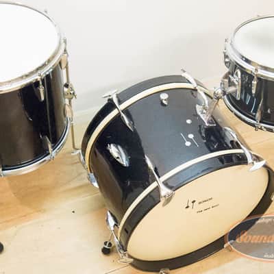 Vintage Early 60's Sonor Teardrop Black Sparkle Jazz drums 3-piece image 6