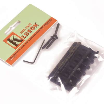 Kluson Vintage 6 String Fixed Hardtail Bridge, Through-mount, Black