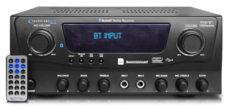 Technical Pro RXM7BT 1000w Home Receiver Bluetooth Amplifier Amp w/USB/SD/FM image 1
