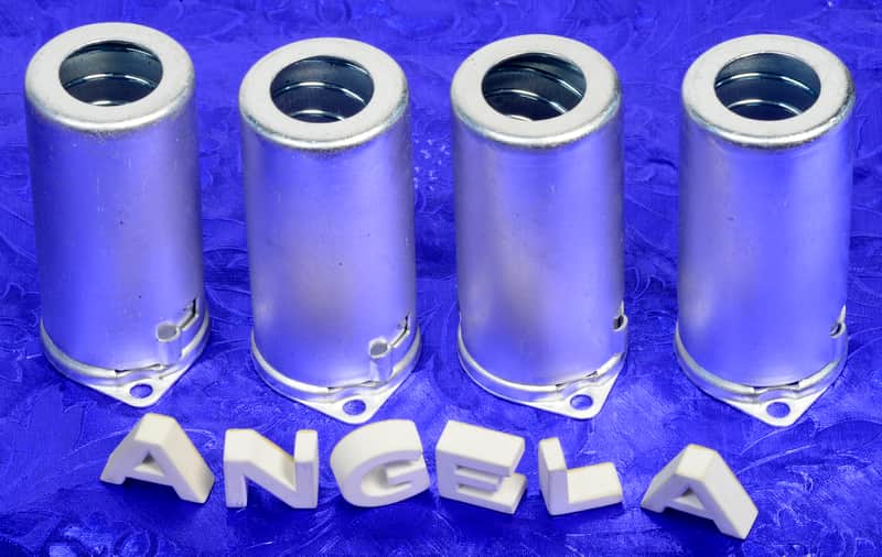 Four Raw Aluminum Medium Nine Pin J-Slot/Bayonet Spring Loaded Tube Shields For 12AX7A And More image 1