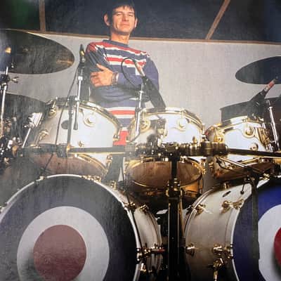 DW Zak Starkey's THE WHO, 8-Piece Tour Set with Rack and Matching Snare! 1988 - White/Gold Hardware image 5