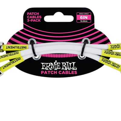 Ernie Ball 6051 Ultraflex 6" Patch Cables, Pack of 3, White image 1