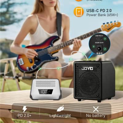 JOYO 30W Bass Amp Portable Combo Amplifier 4" Speaker with Bluetooth 5.1 + OTG Direct Recording | 3-Band EQ + Compressor | Headphone Practice for Bassist Livestream Solo Gigs (Vibe Cube BA-30, Black) image 7