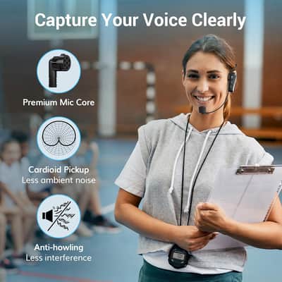 Wireless Headset Microphone, UHF Microphone Headset System, Head Handheld Mic 2 in 1, Ear Mic with 20 Channels, 65ft Range for Fitness, Teaching, Tour Guide, Voice Amplifier, Speaker, PA, TW100 image 3