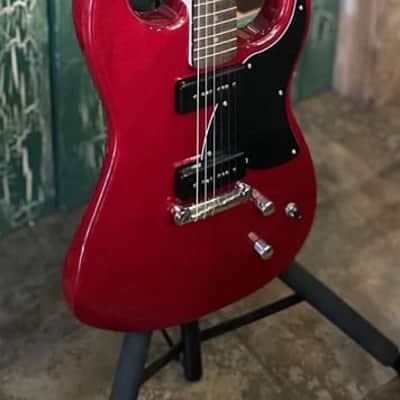 Squier Paranormal Strat-o-Sonic SS Electric Guitar in Transparent Crimson Red image 2