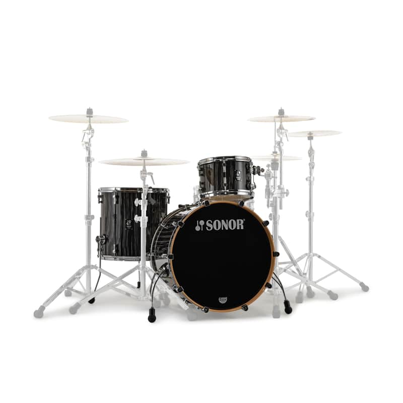 Sonor ProLite PL 322 NM Shell-Set EBS Ebony White Stripes - Drum Shell Set image 1
